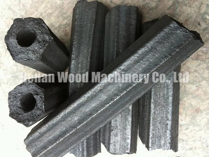 Charcoals made by sawdust briquette machine have regular shapes