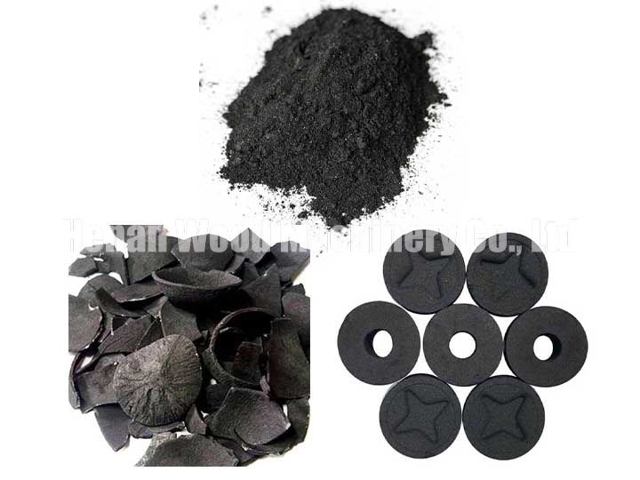 Shisha charcoal made by carbonized coconut shell powder